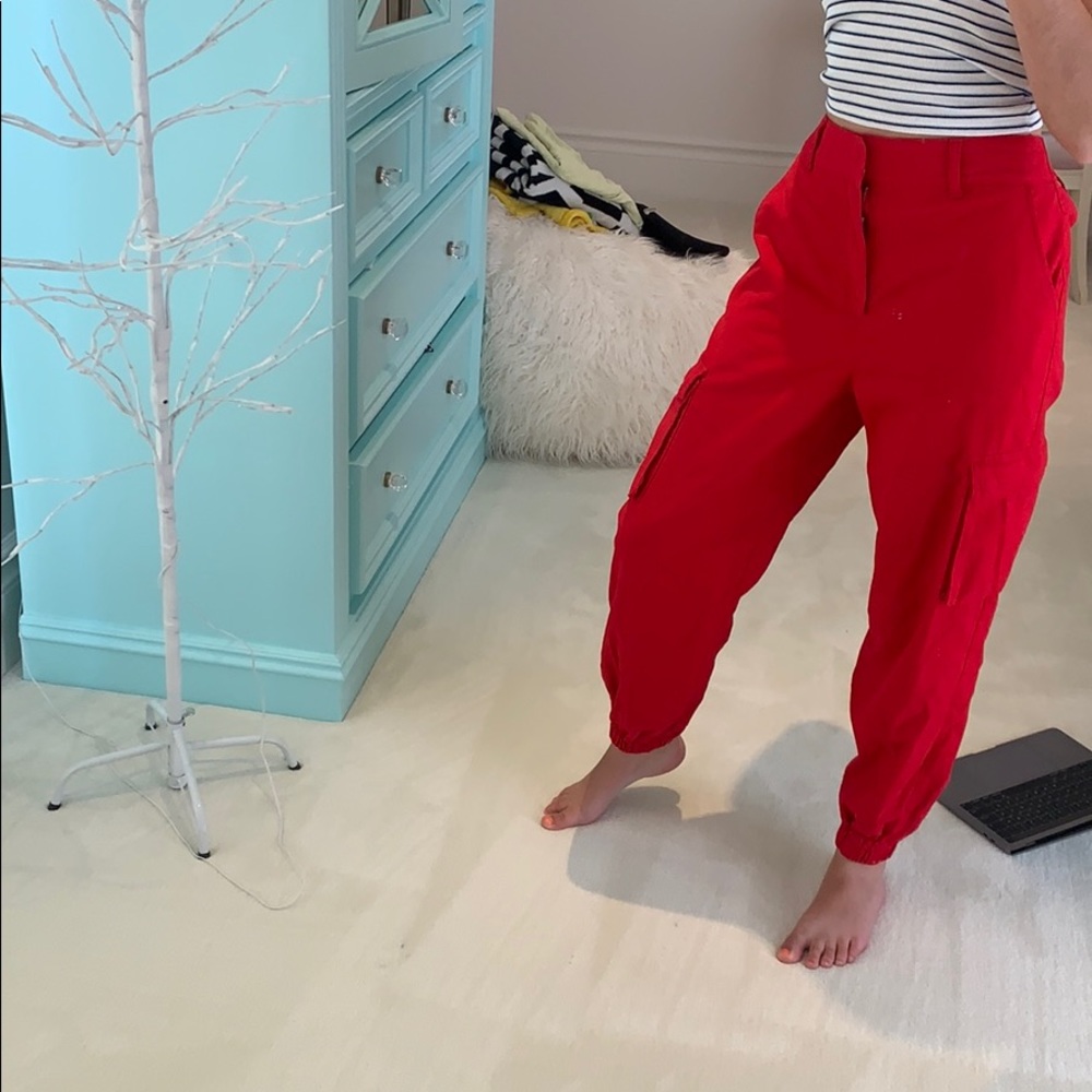 Gently worn perfect condition red CARGO PANTS